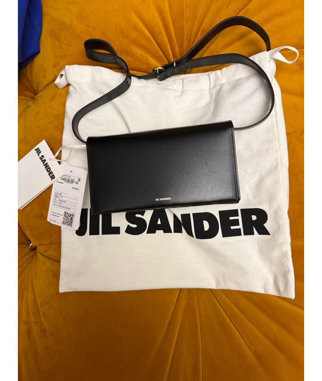 JIL SANDER Черная кожаная сумка через плечо, фото 6