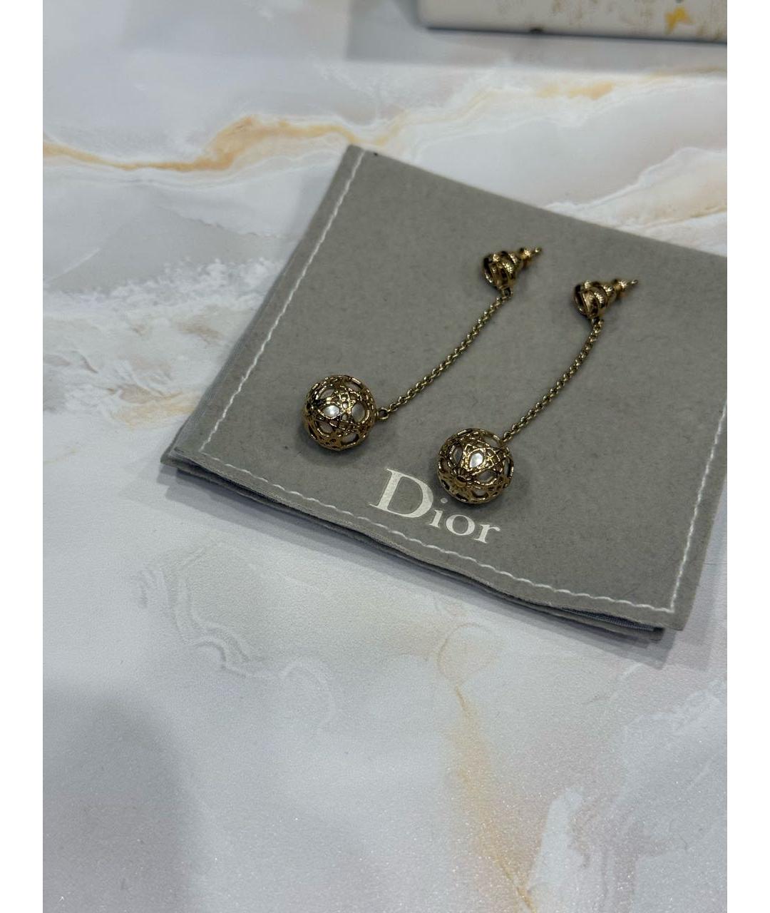 CHRISTIAN DIOR Золотые металлические серьги, фото 7