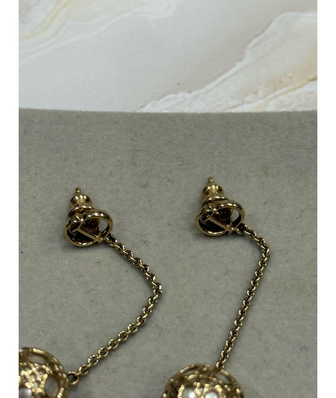 CHRISTIAN DIOR Золотые металлические серьги, фото 2