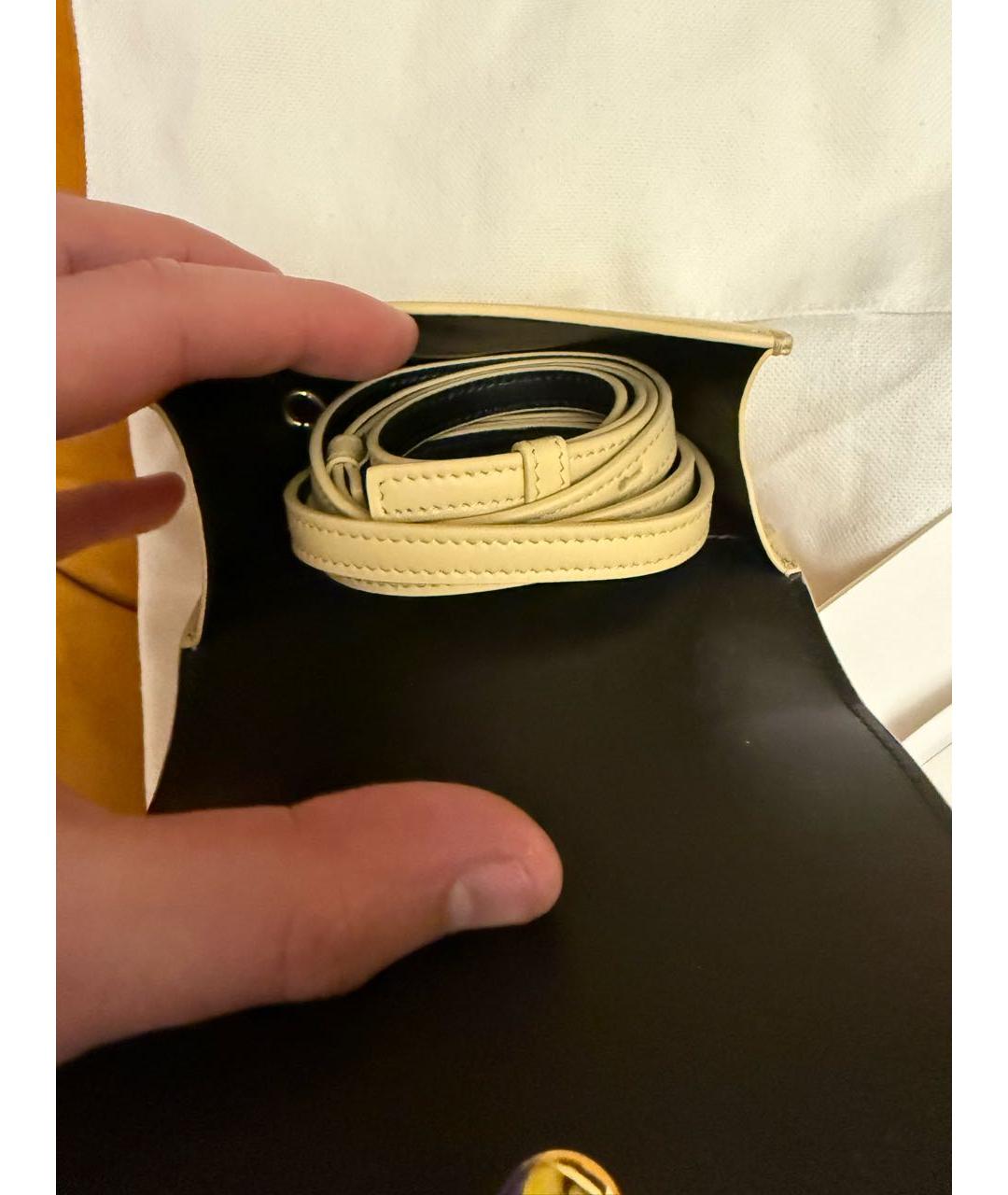 JIL SANDER Желтая кожаная сумка с короткими ручками, фото 3