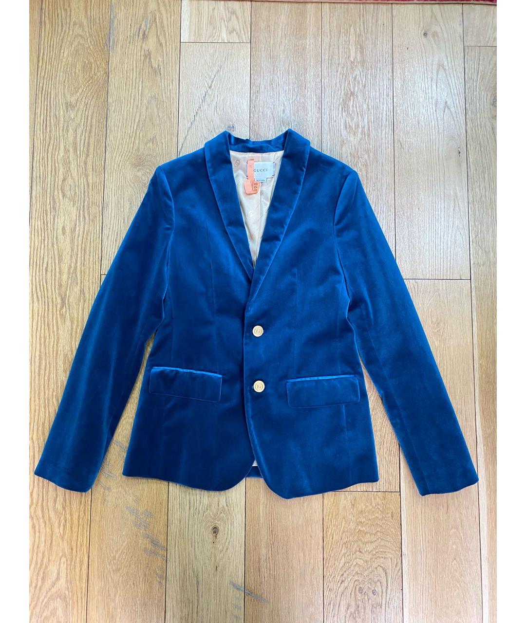 GUCCI KIDS Синий бархатный жакет / жилет, фото 6
