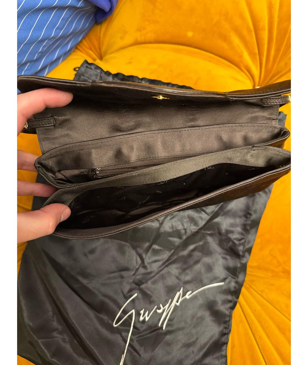 GIUSEPPE ZANOTTI DESIGN Коричневая шелковая сумка с короткими ручками, фото 4