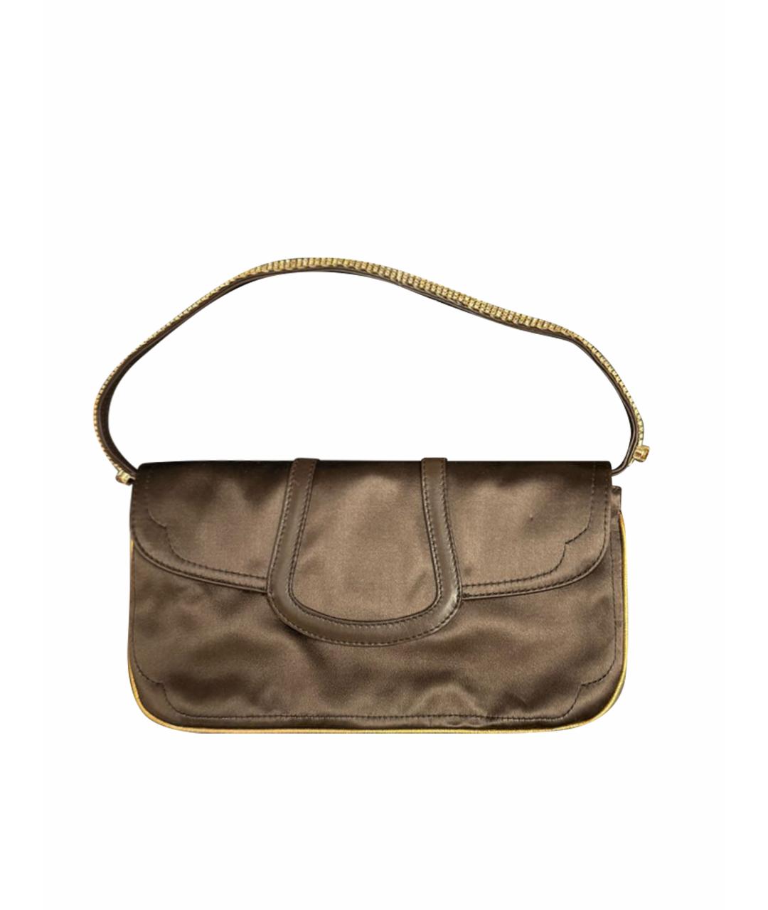 GIUSEPPE ZANOTTI DESIGN Коричневая шелковая сумка с короткими ручками, фото 1