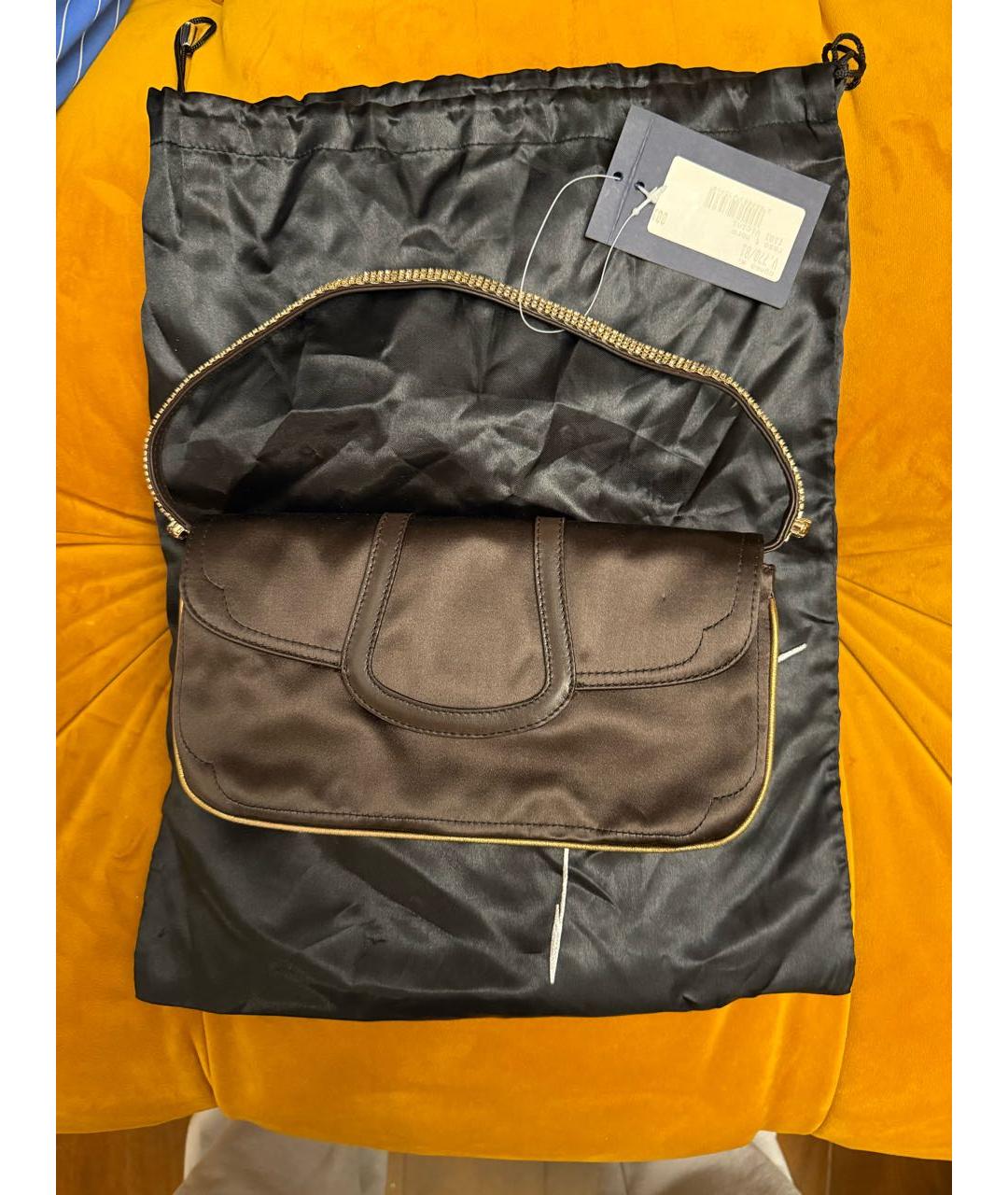 GIUSEPPE ZANOTTI DESIGN Коричневая шелковая сумка с короткими ручками, фото 5