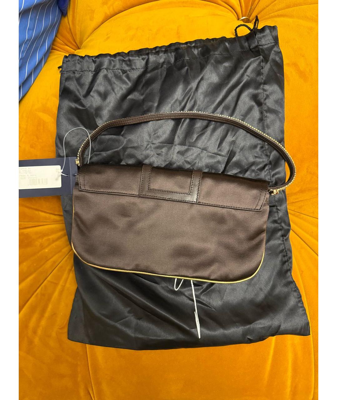 GIUSEPPE ZANOTTI DESIGN Коричневая шелковая сумка с короткими ручками, фото 2