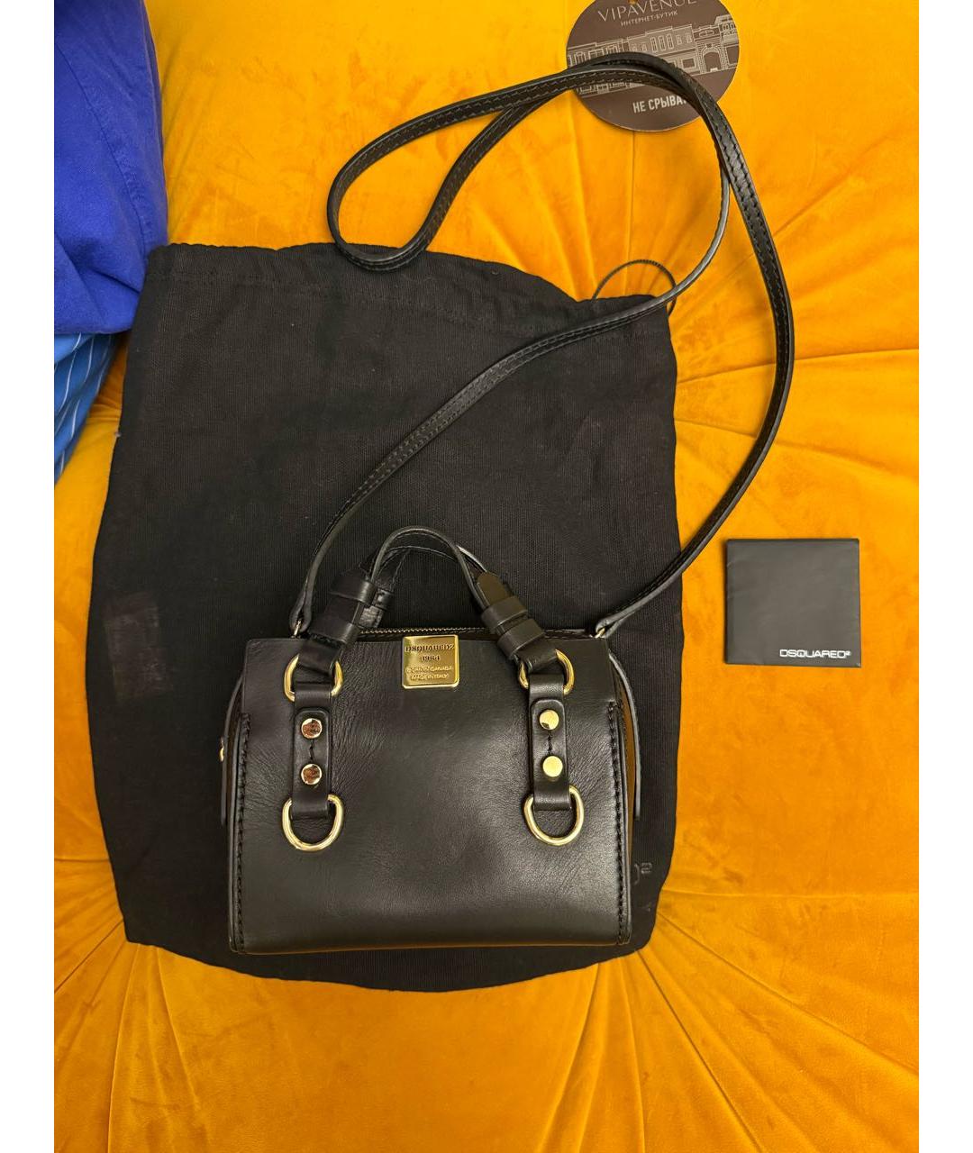 DSQUARED2 Черная кожаная сумка через плечо, фото 4