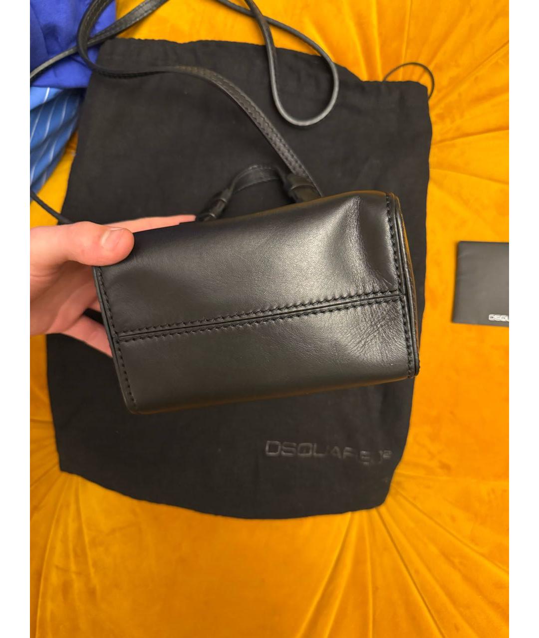DSQUARED2 Черная кожаная сумка через плечо, фото 3
