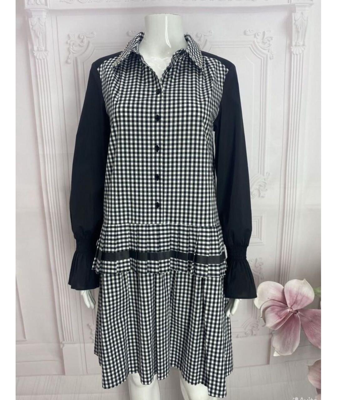 TWIN-SET Черное хлопко-эластановое повседневное платье, фото 5