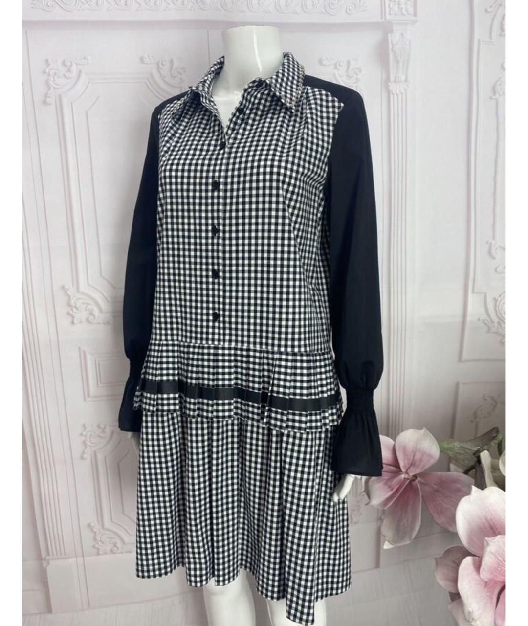 TWIN-SET Черное хлопко-эластановое повседневное платье, фото 7