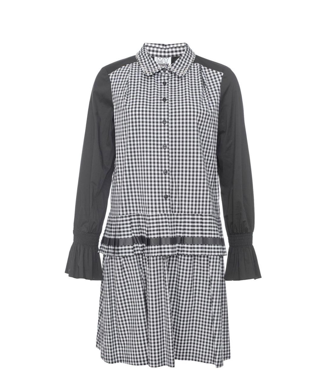 TWIN-SET Черное хлопко-эластановое повседневное платье, фото 1