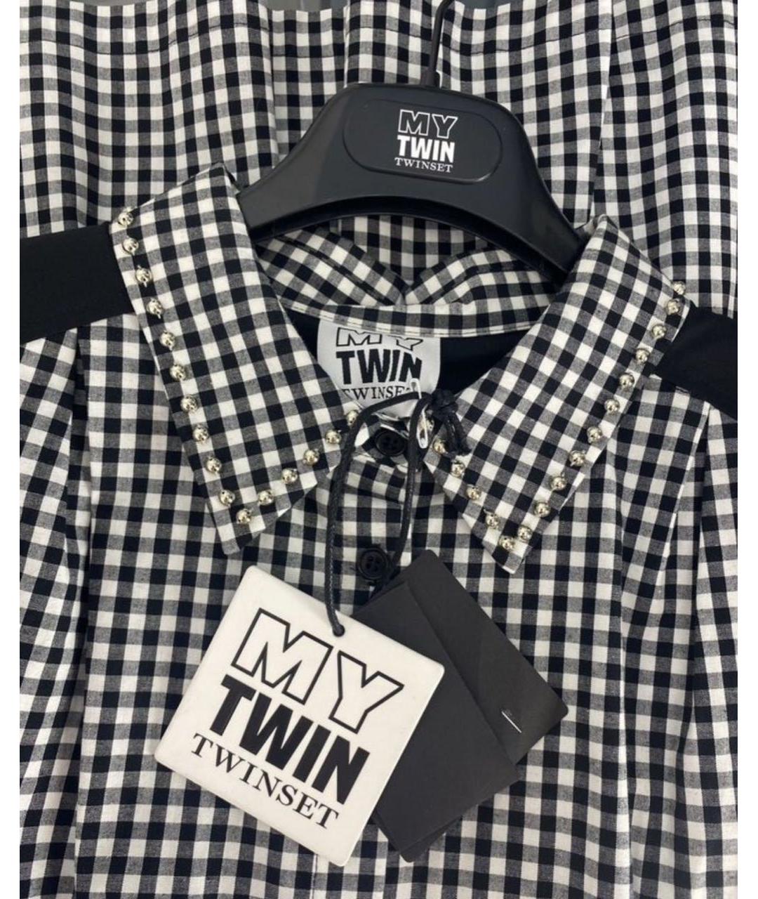 TWIN-SET Черное хлопко-эластановое повседневное платье, фото 3