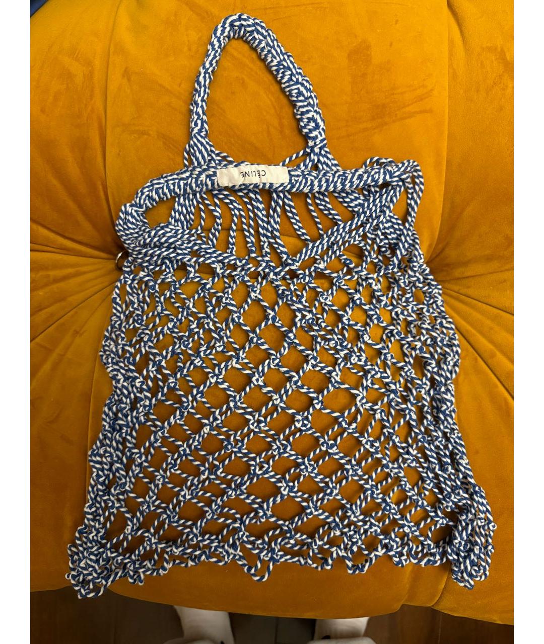 CELINE Голубая хлопковая пляжная сумка, фото 5