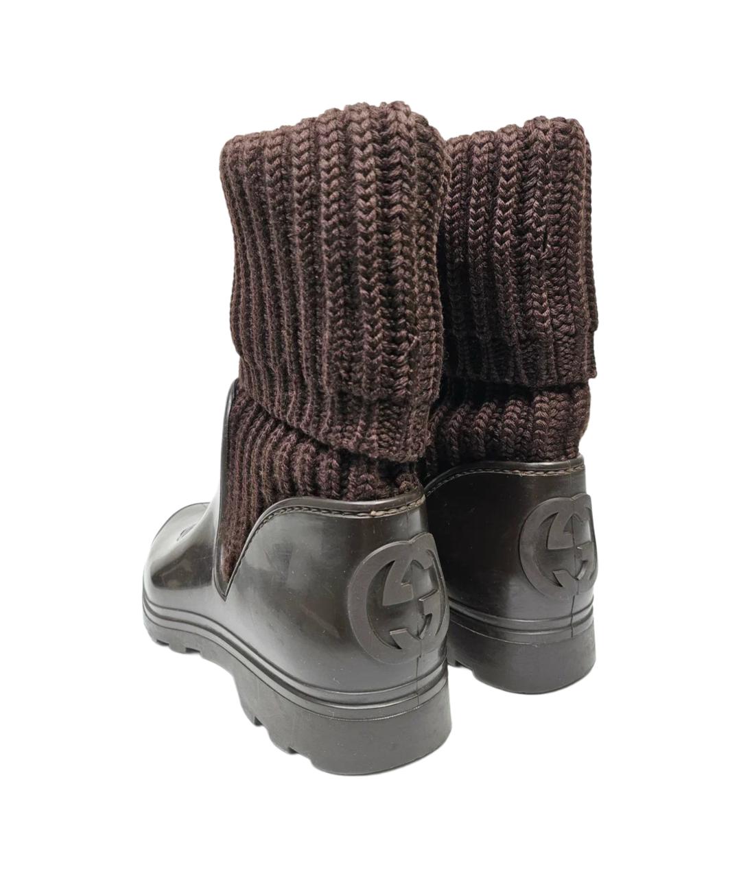 GUCCI Коричневые резиновые сапоги, фото 5