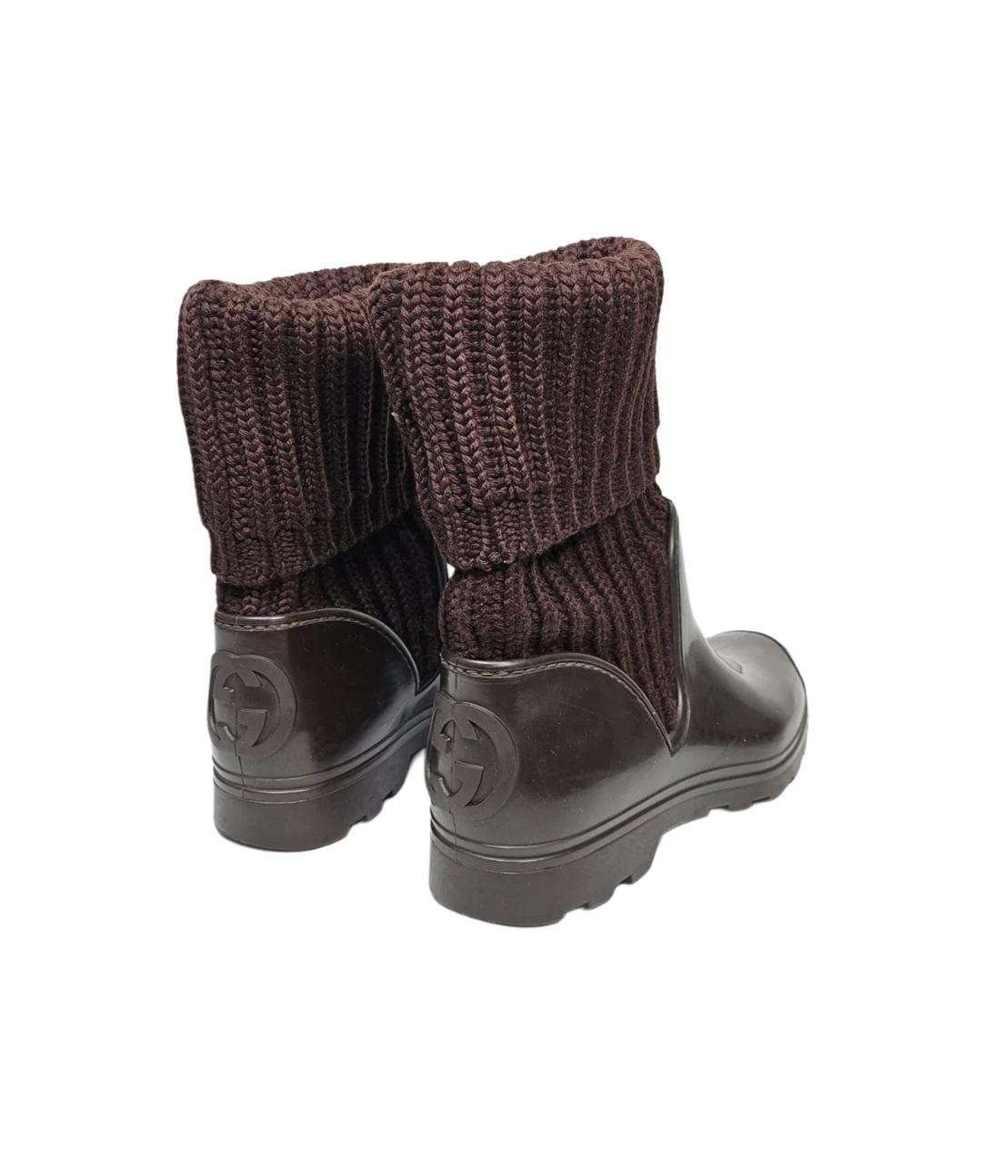 GUCCI Коричневые резиновые сапоги, фото 4