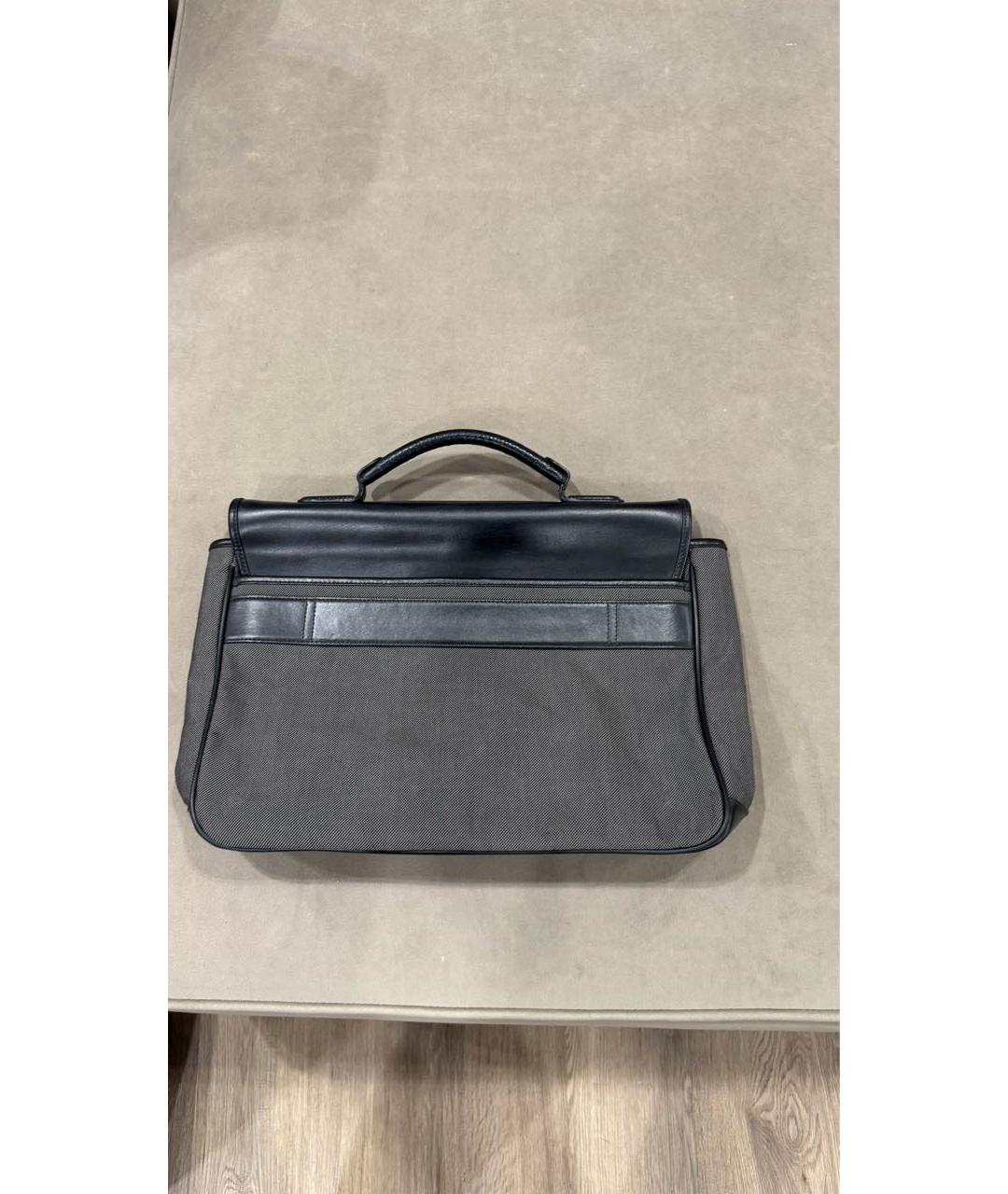 MONTBLANC Антрацитовый кожаный портфель, фото 2