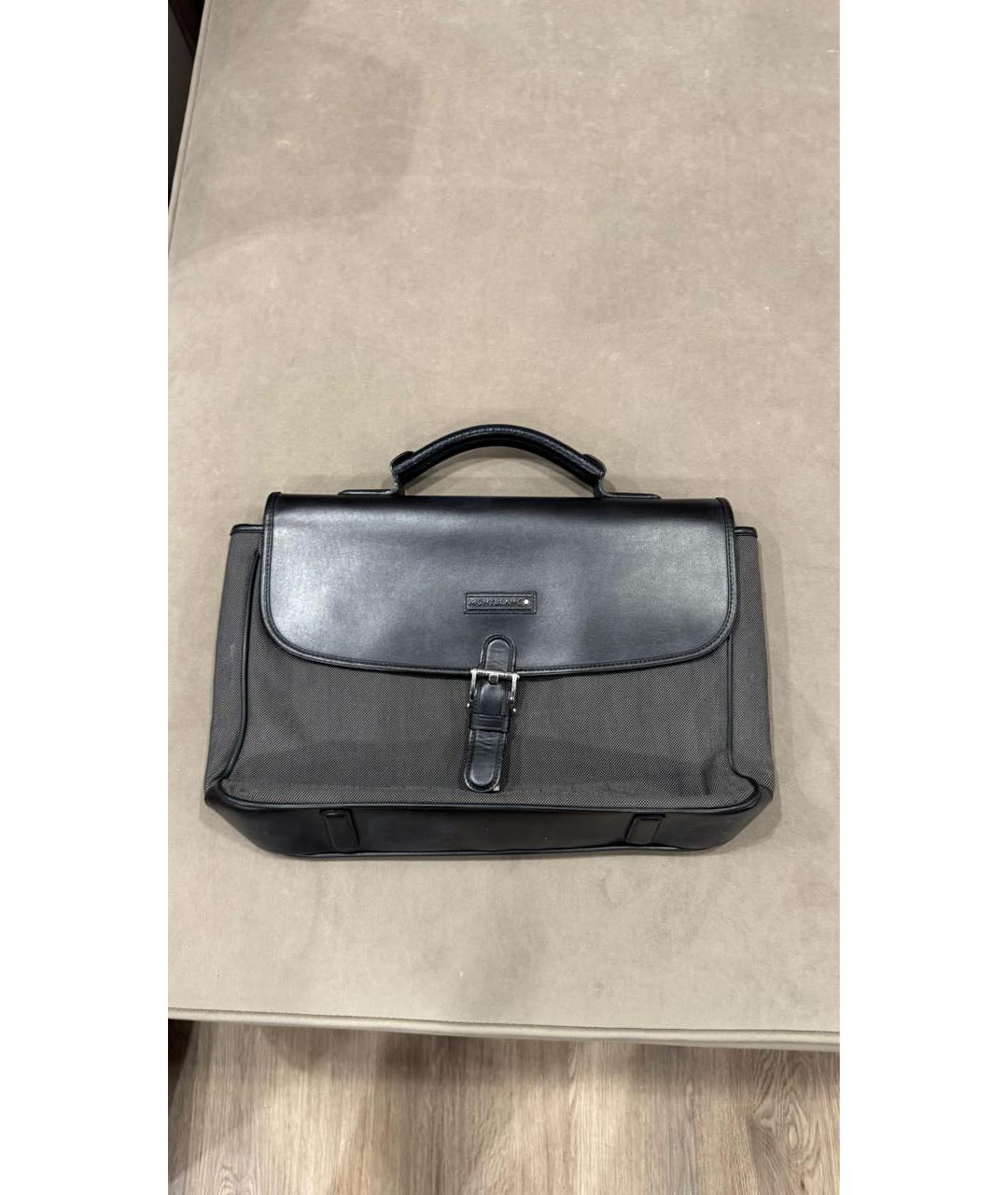 MONTBLANC Антрацитовый кожаный портфель, фото 6