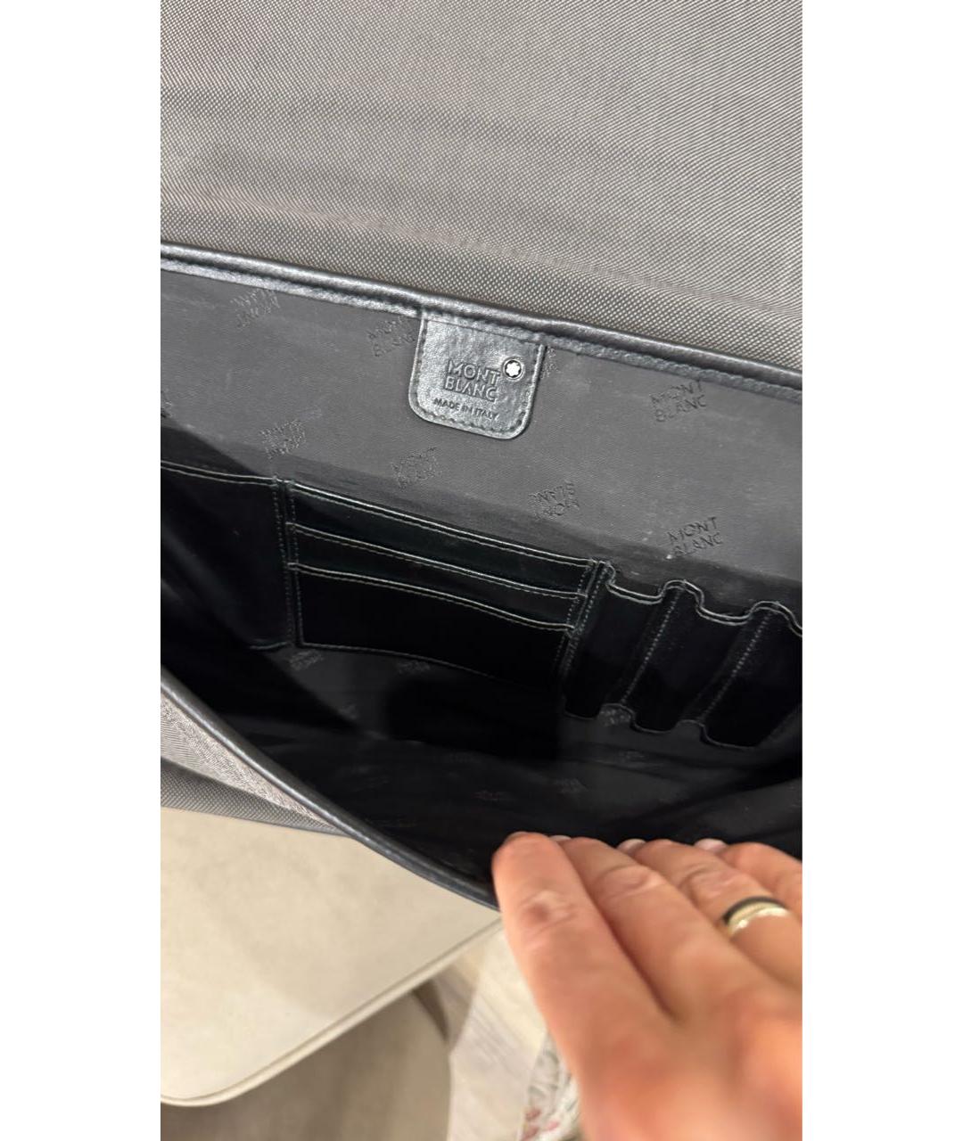 MONTBLANC Антрацитовый кожаный портфель, фото 3