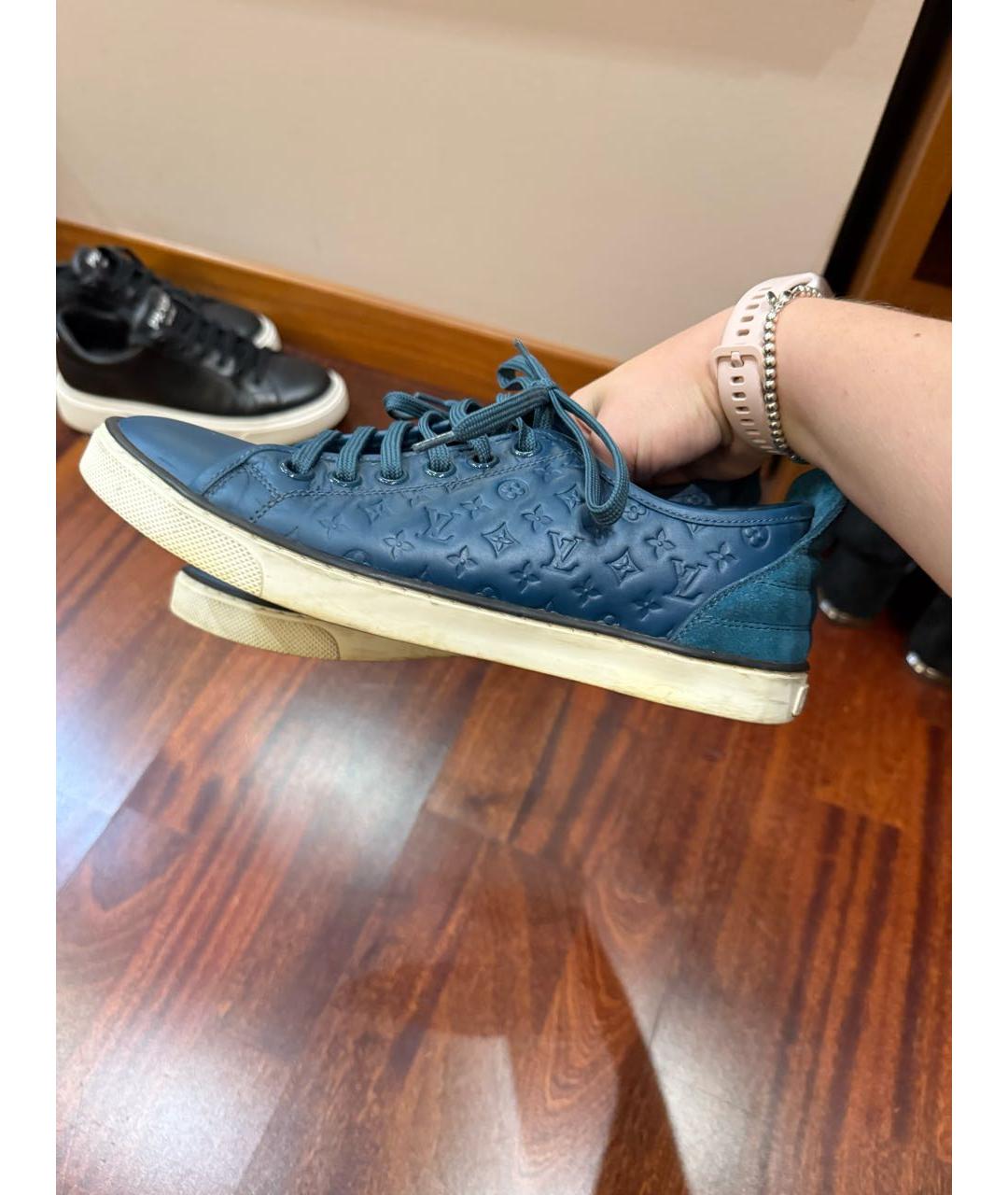 LOUIS VUITTON Синие кожаные кеды, фото 3
