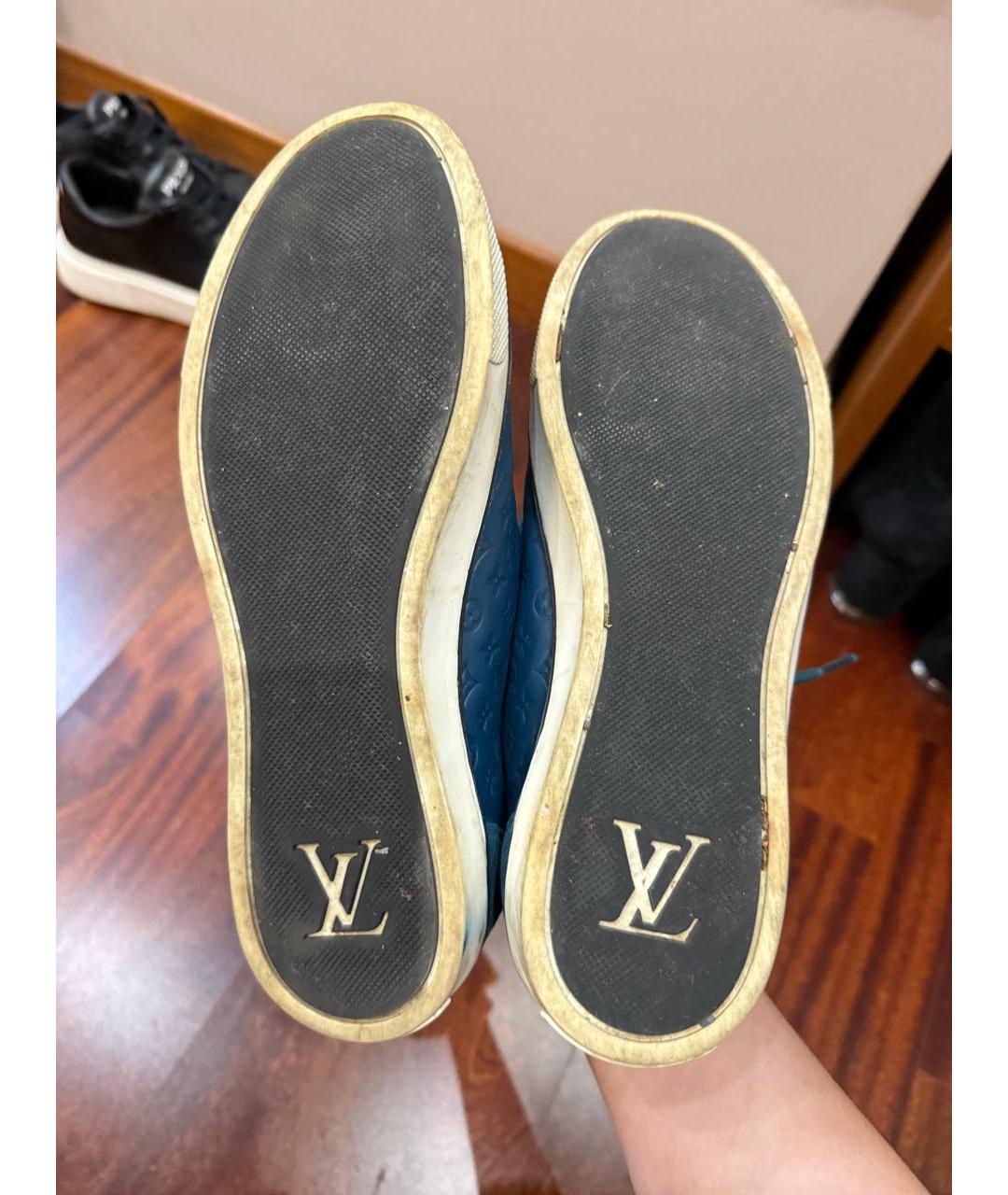 LOUIS VUITTON Синие кожаные кеды, фото 5