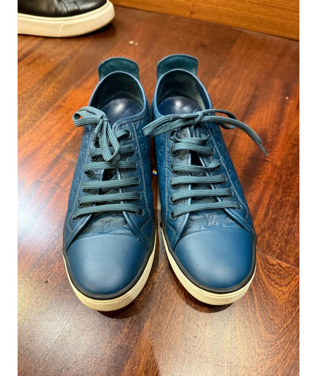 LOUIS VUITTON Синие кожаные кеды, фото 2