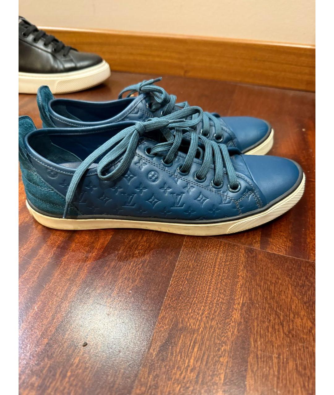 LOUIS VUITTON Синие кожаные кеды, фото 6