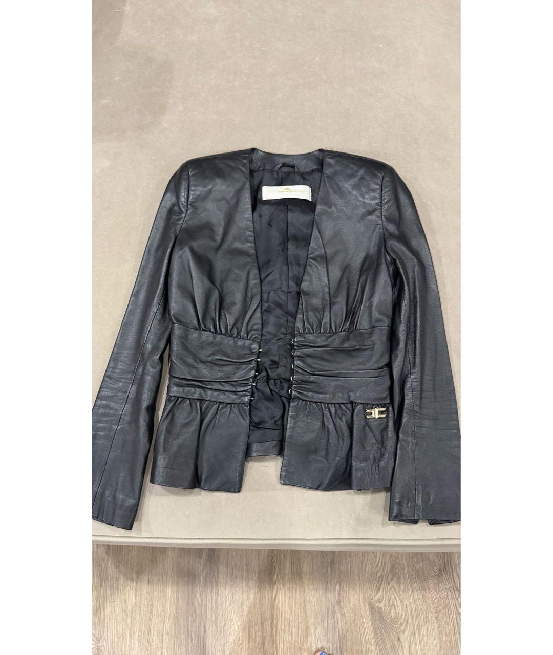 ELISABETTA FRANCHI Черная кожаная куртка, фото 5