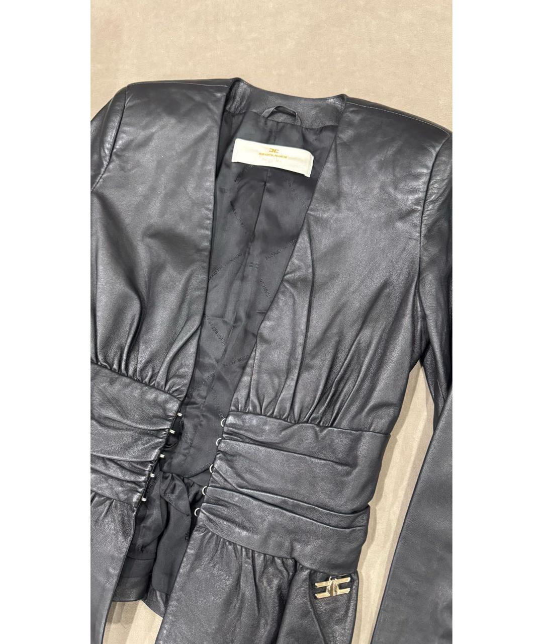 ELISABETTA FRANCHI Черная кожаная куртка, фото 3