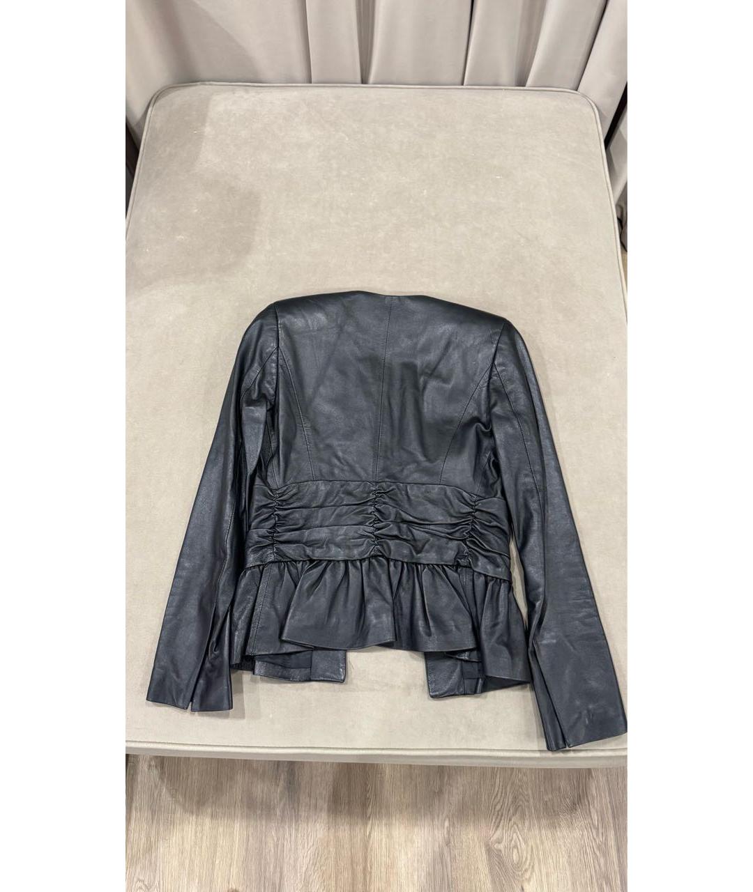 ELISABETTA FRANCHI Черная кожаная куртка, фото 2