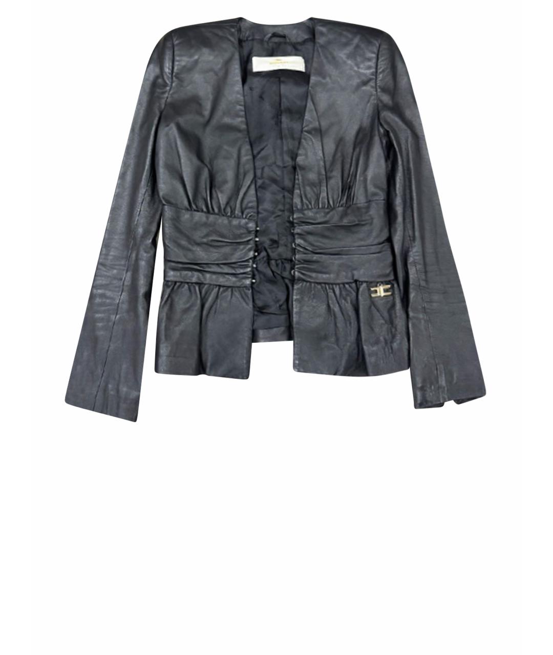 ELISABETTA FRANCHI Черная кожаная куртка, фото 1