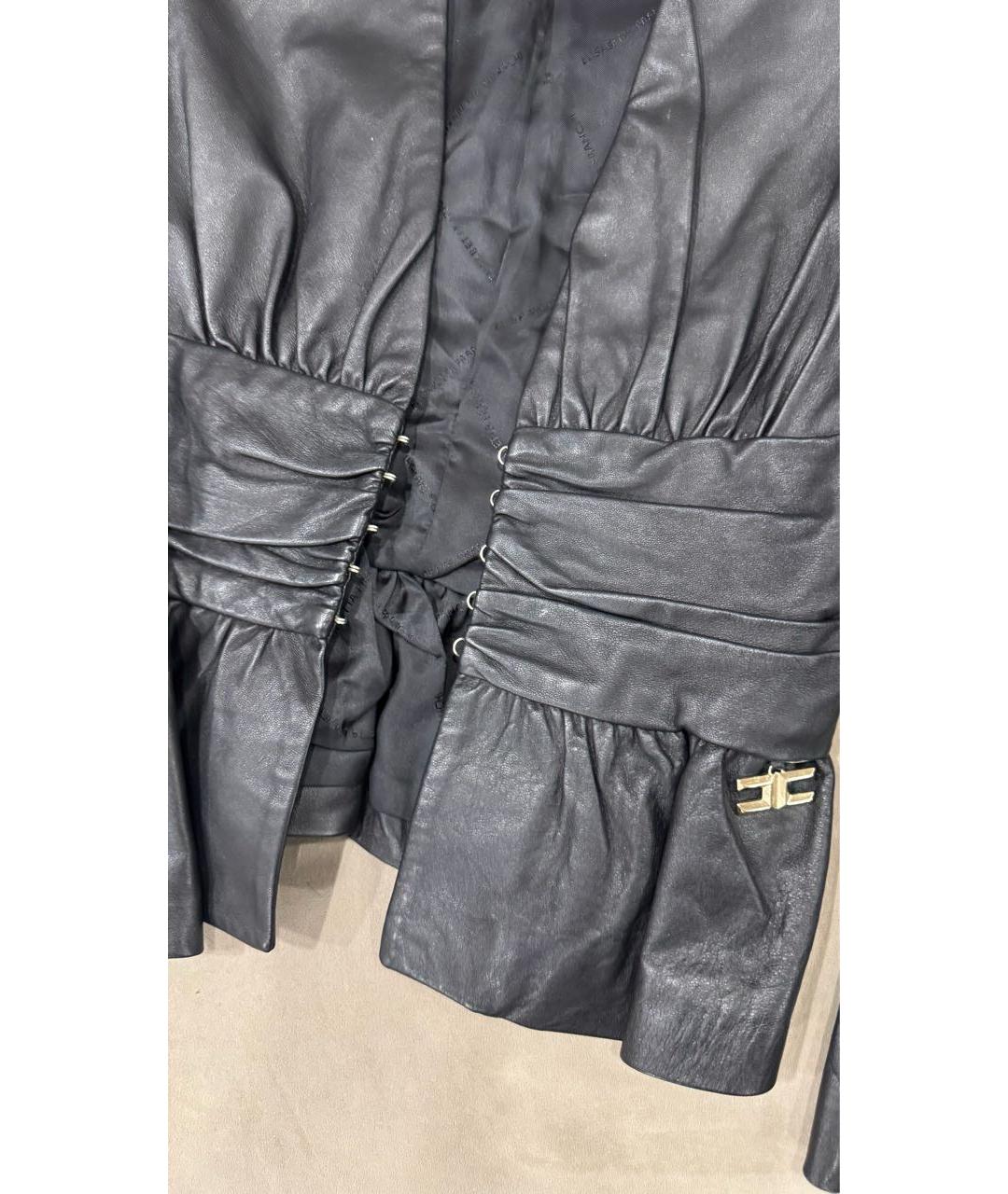ELISABETTA FRANCHI Черная кожаная куртка, фото 4