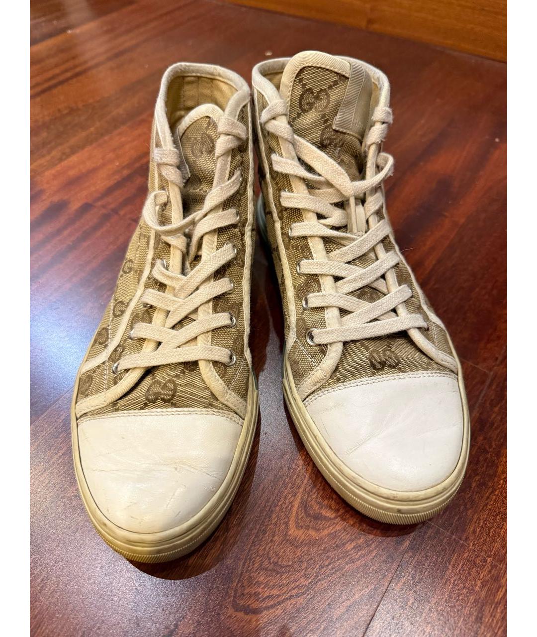 GUCCI Бежевые текстильные кеды, фото 2