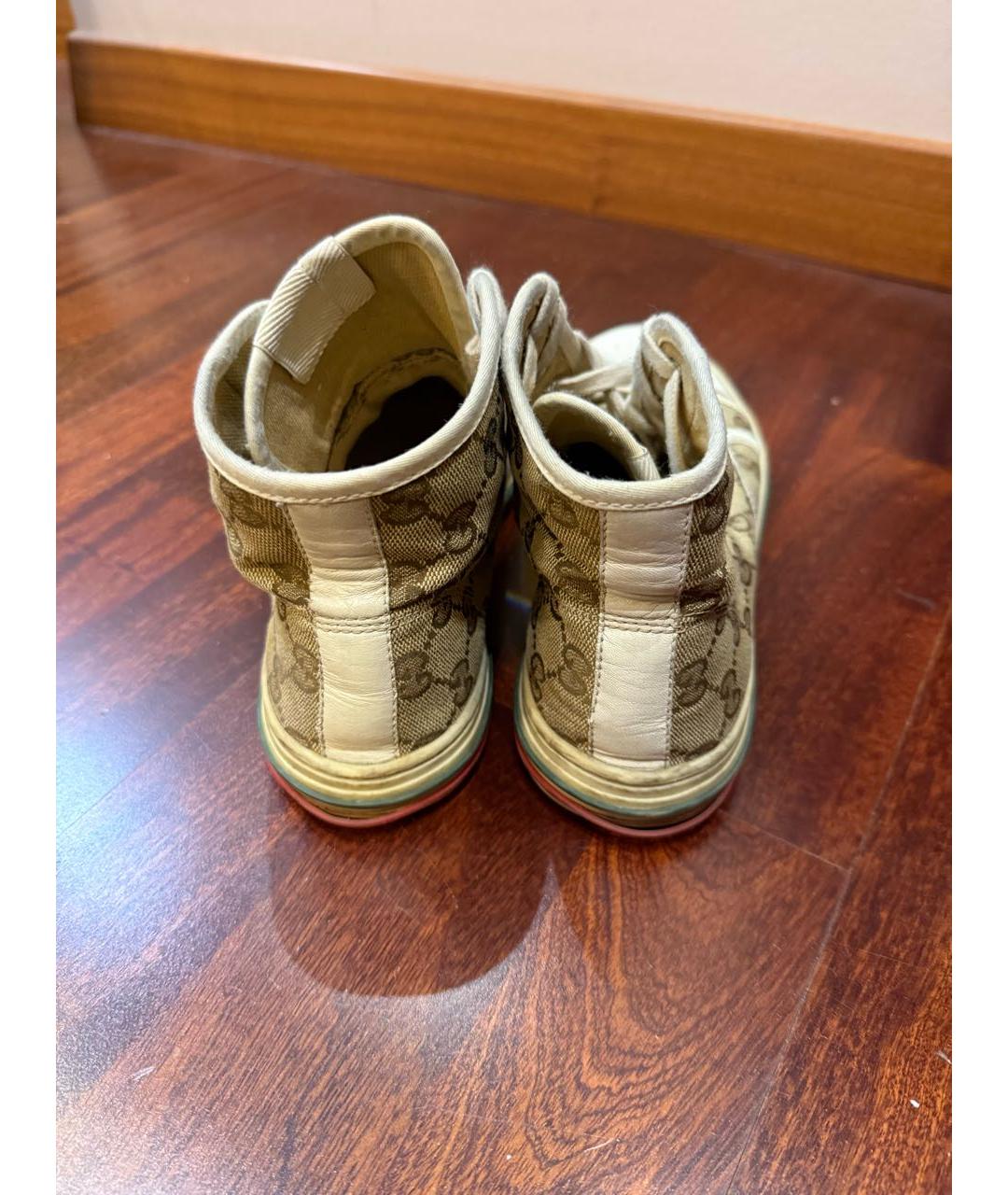 GUCCI Бежевые текстильные кеды, фото 3