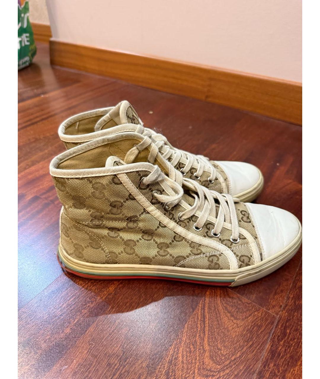GUCCI Бежевые текстильные кеды, фото 4