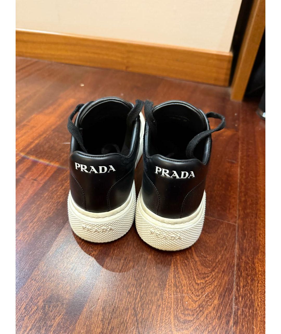 PRADA Черные кожаные кроссовки, фото 4