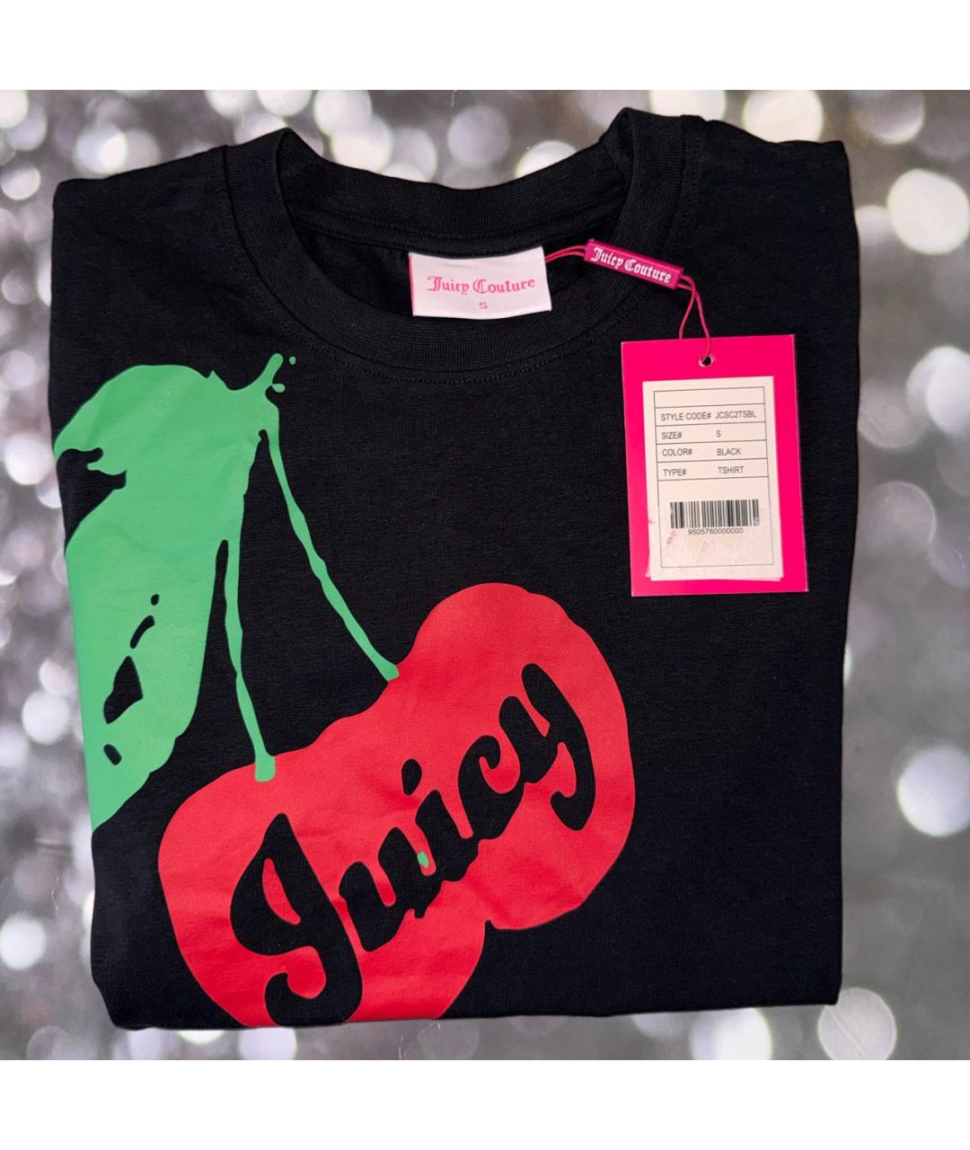 JUICY COUTURE Черная хлопковая футболка, фото 3