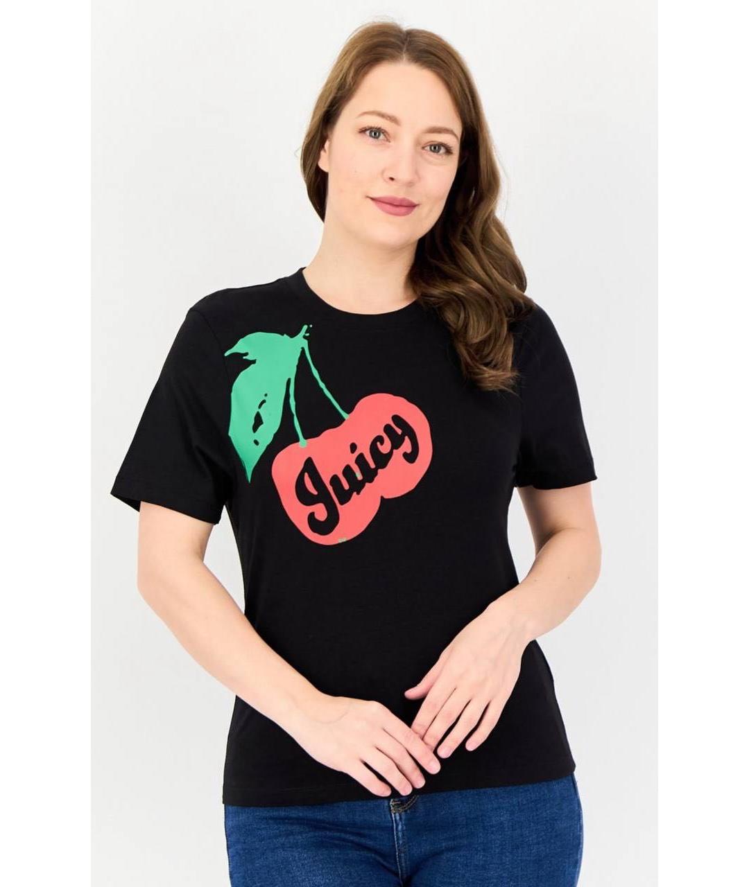 JUICY COUTURE Черная хлопковая футболка, фото 5