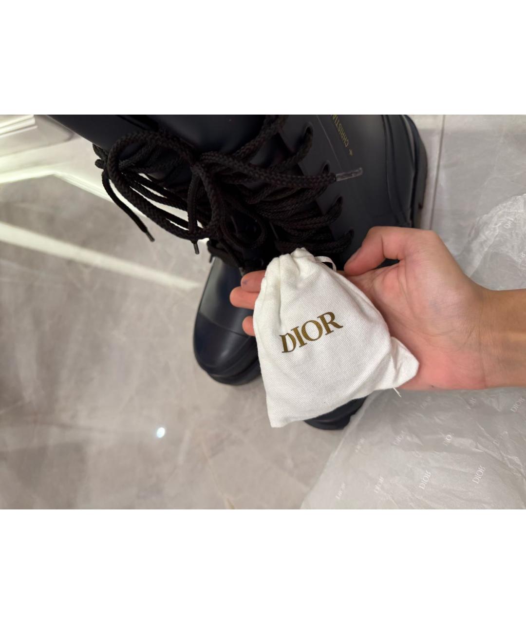 CHRISTIAN DIOR Темно-синие резиновые ботинки, фото 5