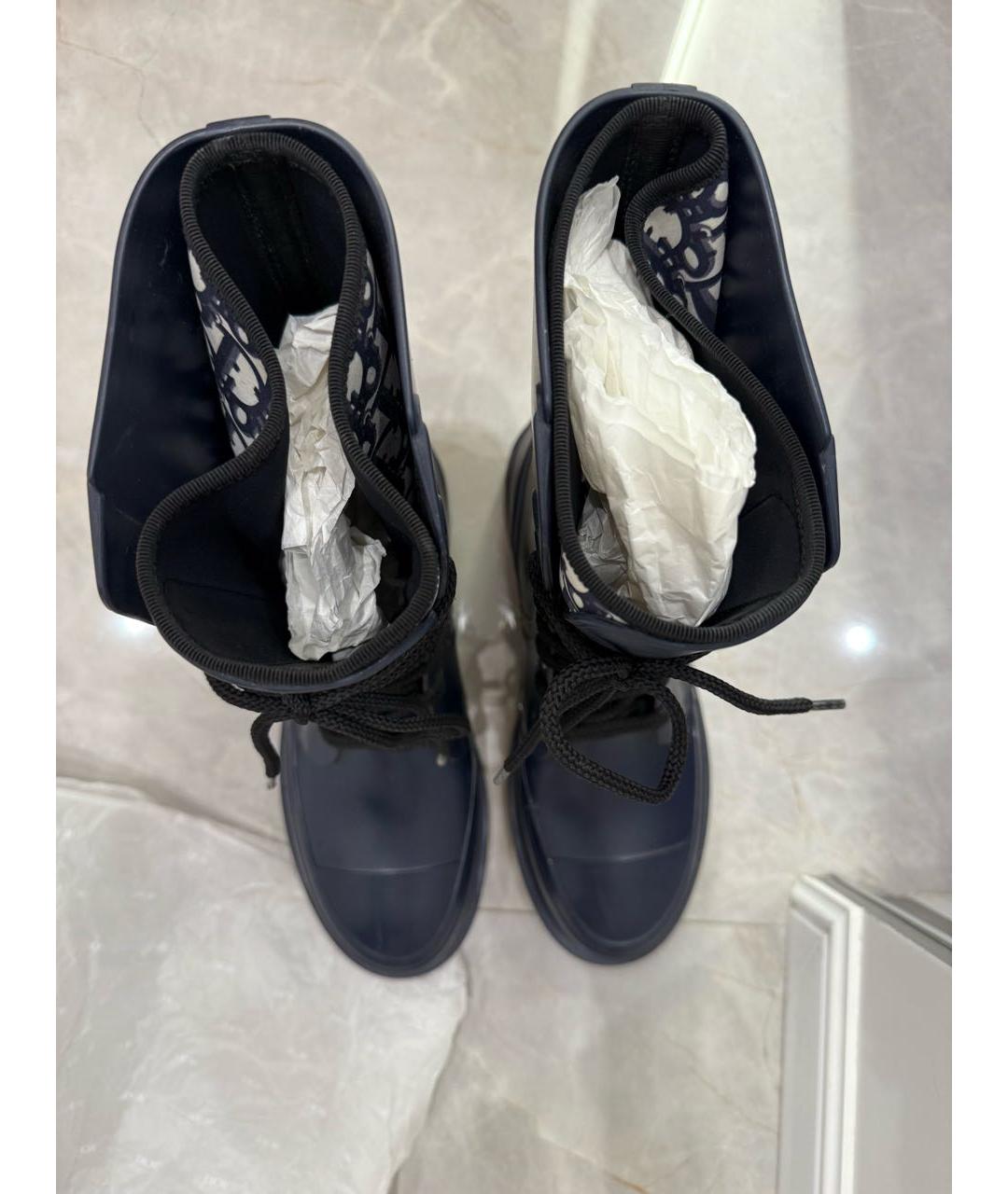 CHRISTIAN DIOR Темно-синие резиновые ботинки, фото 8