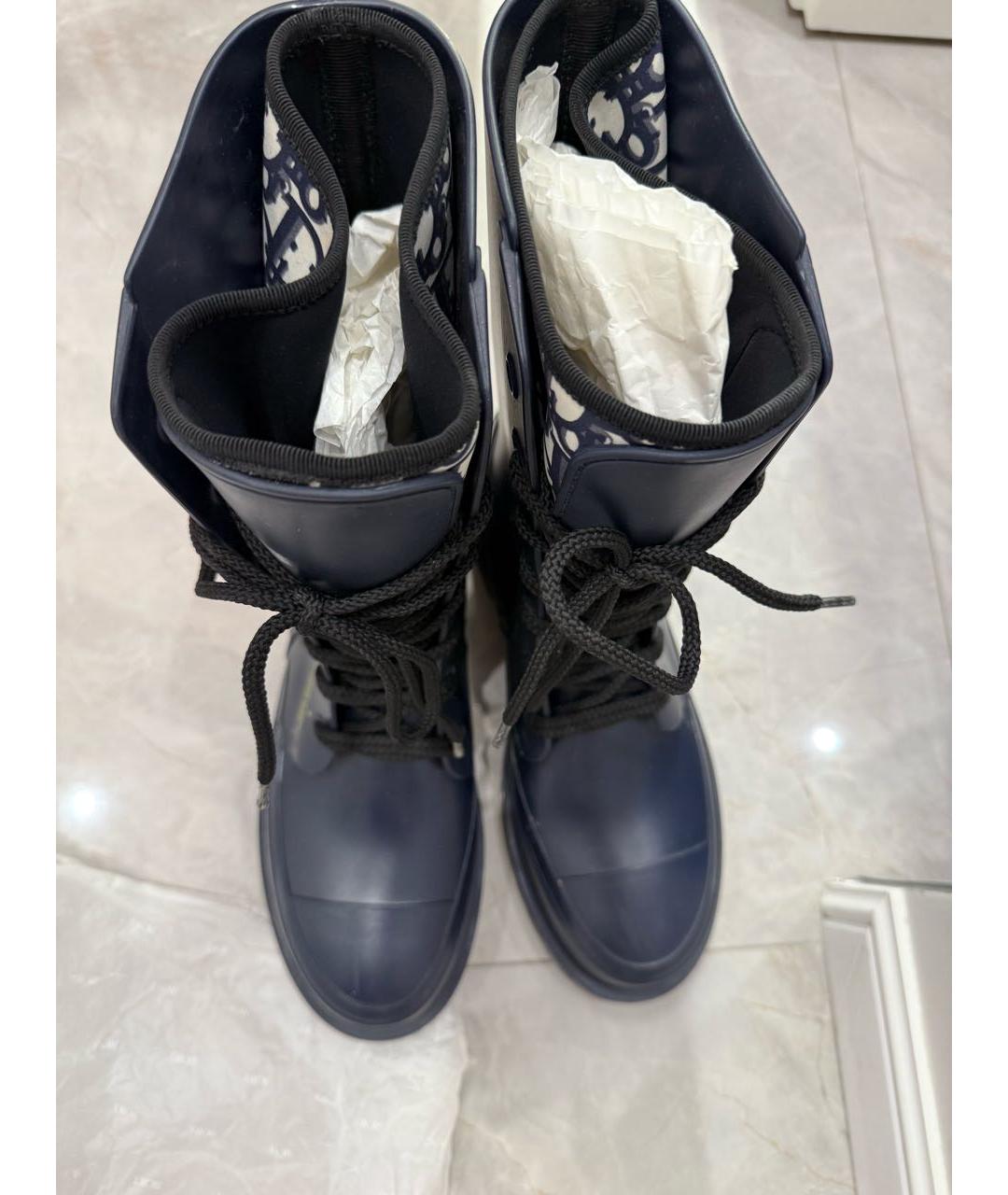 CHRISTIAN DIOR Темно-синие резиновые ботинки, фото 3
