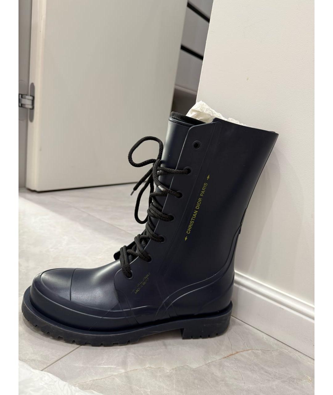 CHRISTIAN DIOR Темно-синие резиновые ботинки, фото 2
