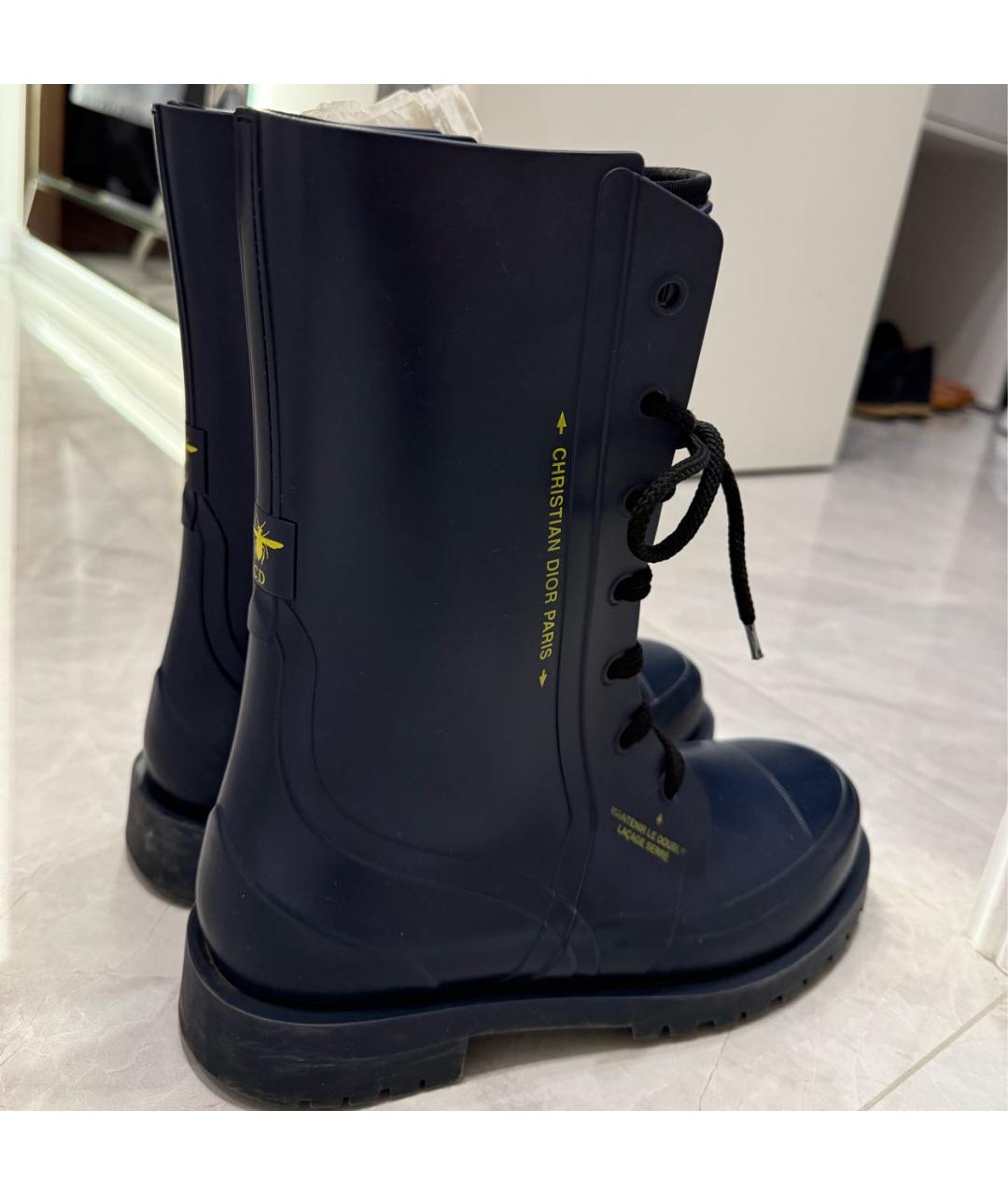 CHRISTIAN DIOR Темно-синие резиновые ботинки, фото 7