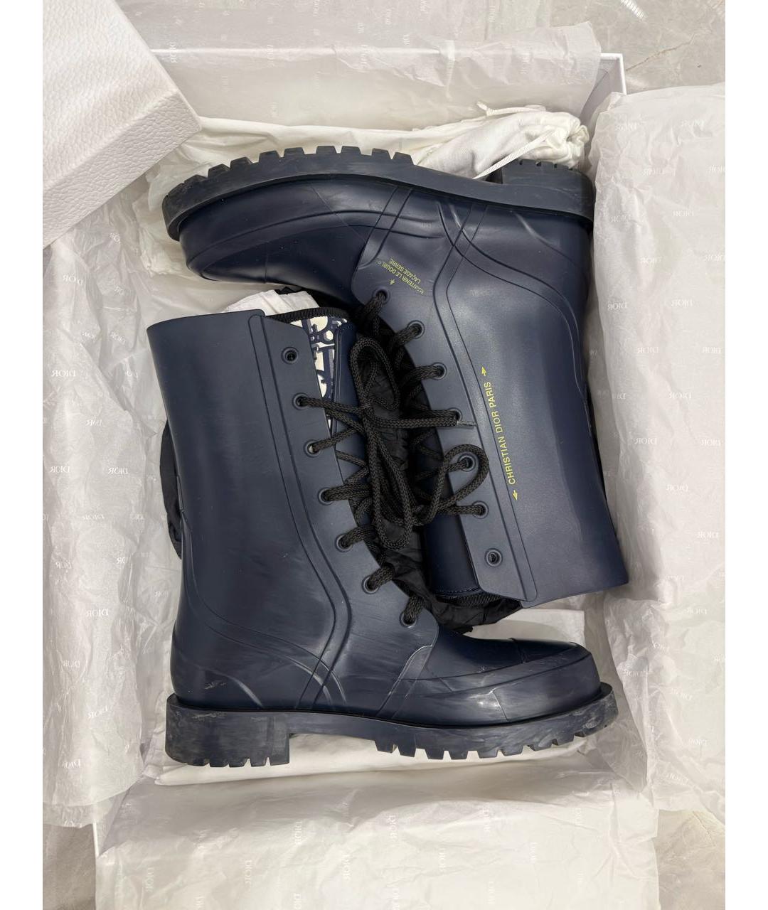 CHRISTIAN DIOR Темно-синие резиновые ботинки, фото 9