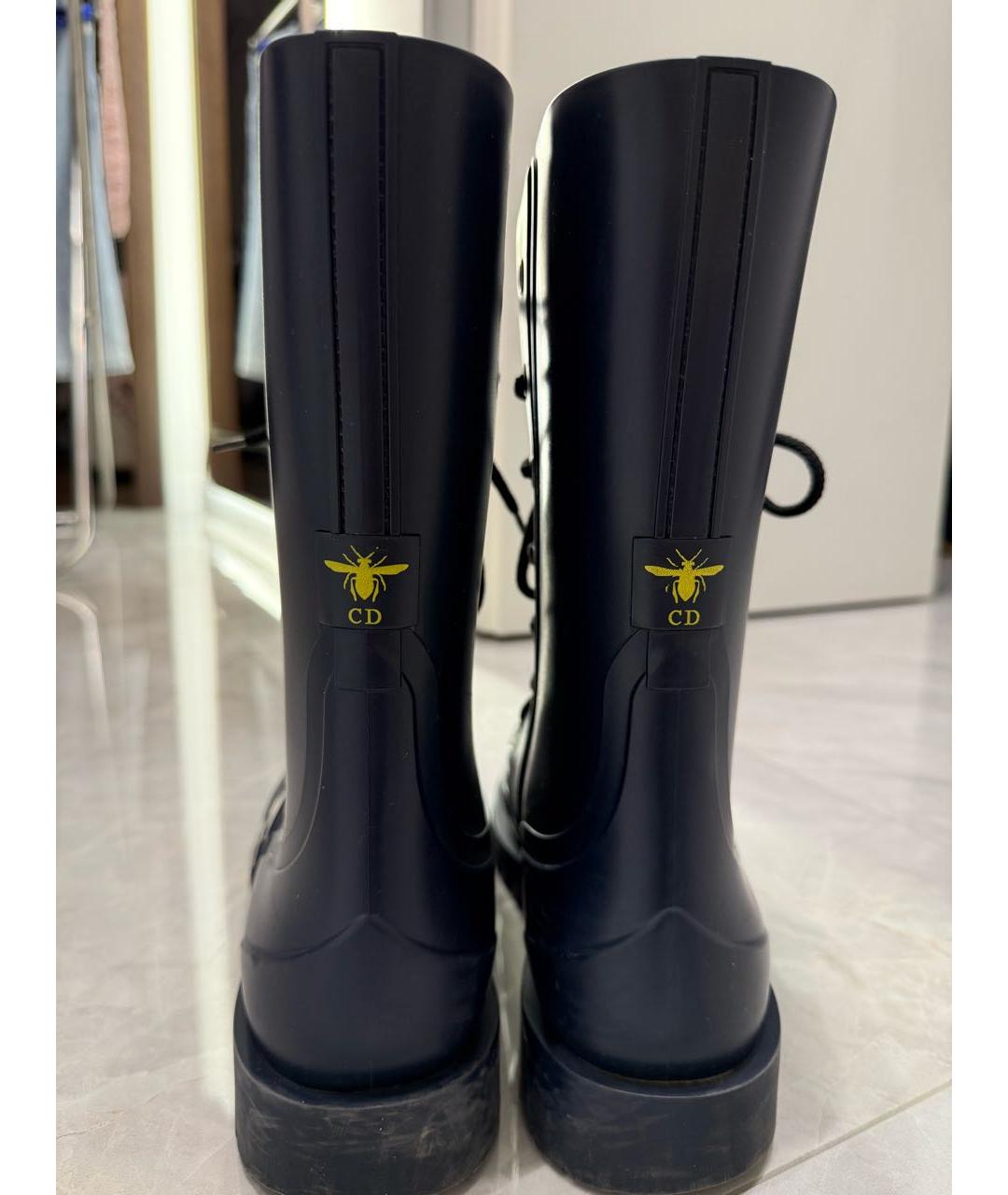 CHRISTIAN DIOR Темно-синие резиновые ботинки, фото 4