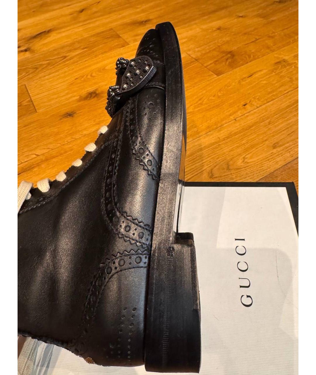 GUCCI Черные кожаные ботинки, фото 6