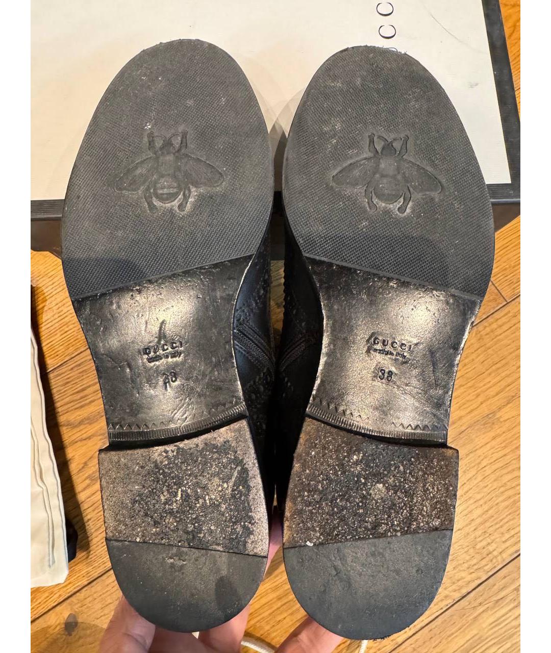 GUCCI Черные кожаные ботинки, фото 5