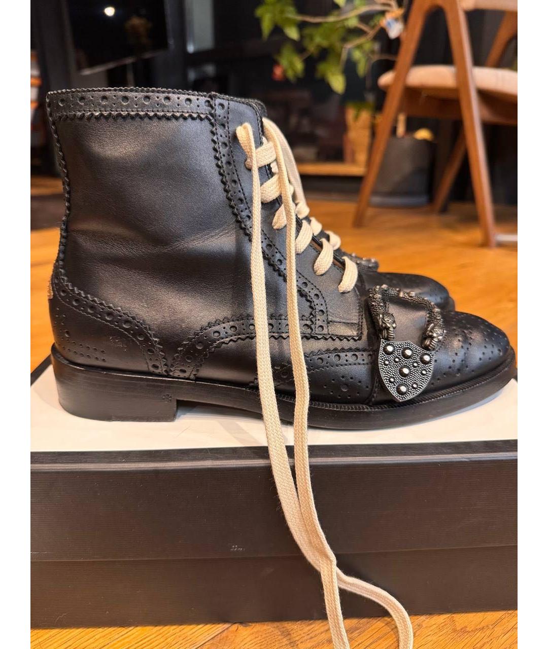 GUCCI Черные кожаные ботинки, фото 7