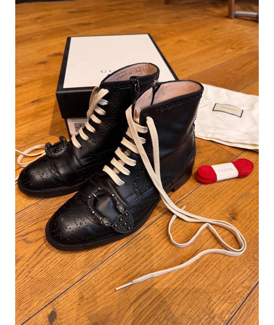 GUCCI Черные кожаные ботинки, фото 4