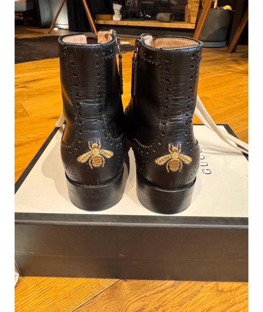 GUCCI Черные кожаные ботинки, фото 3