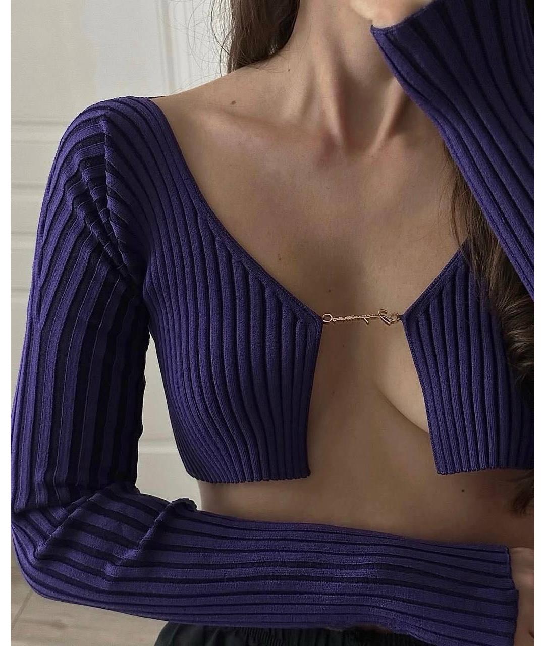 JACQUEMUS Фиолетовый кардиган, фото 4