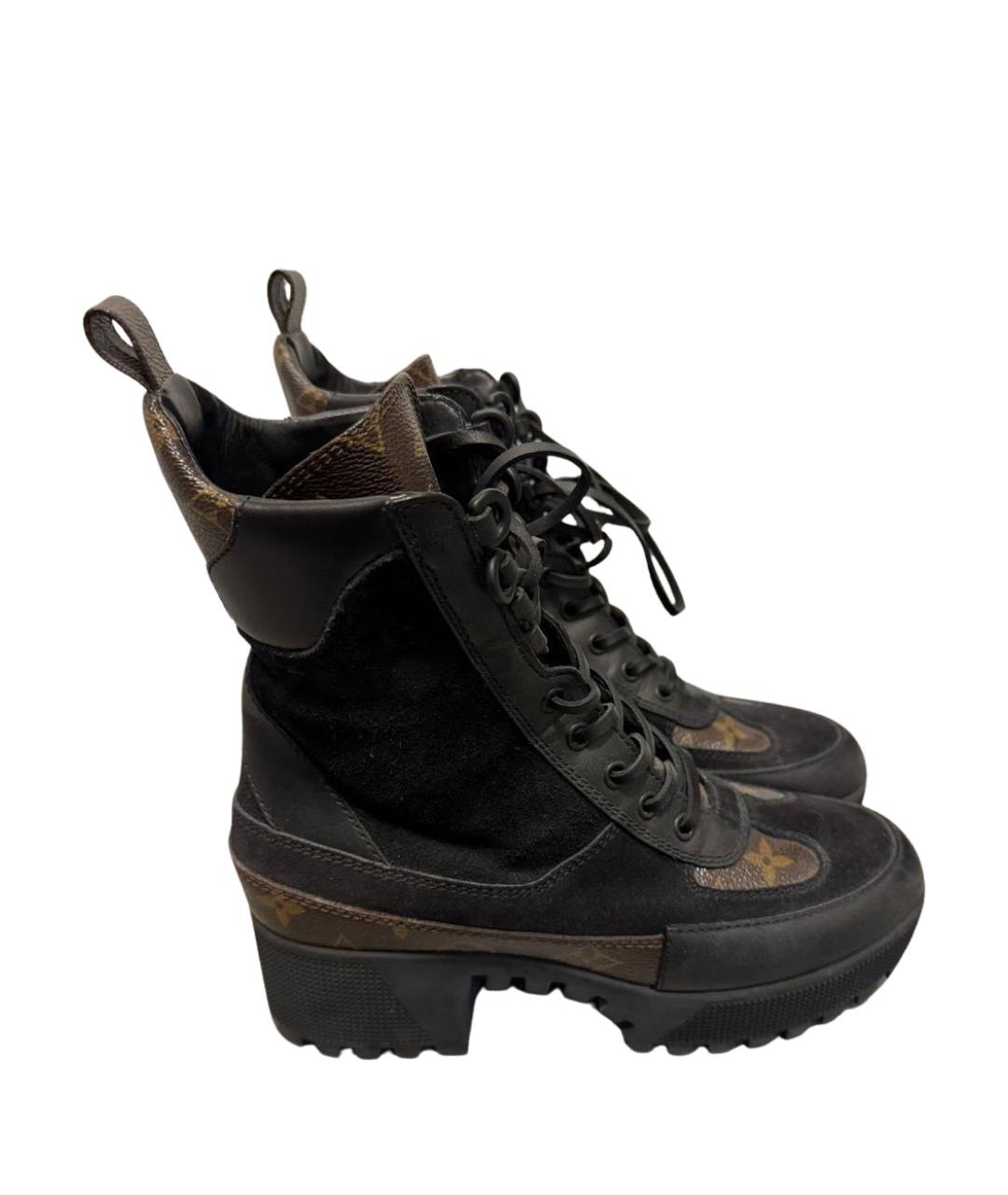 LOUIS VUITTON Черные замшевые ботинки, фото 1